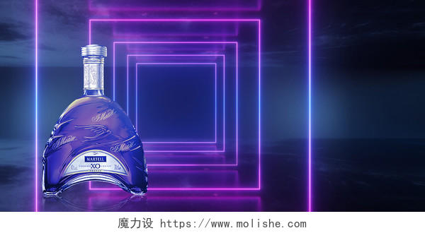 紫色光效科技几何立体空间酒吧代金券背景